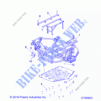 CHASSIS, MAIN FRAME AND ESQUÃD PLATES   R21RRED4FA/NA/SCA (C700923) para Polaris RANGER 902 DIESEL EU 2021